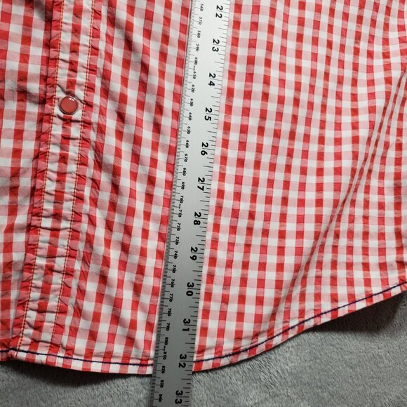 Age of Wisdom Long Sleeve Button Up Snap Plaid Shirt Check Red White Men Sz XL - Picture 11 of 11